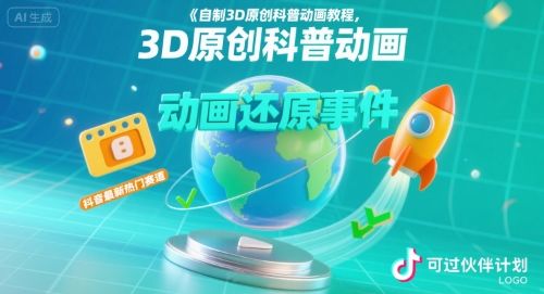 自制3D原创科普动画教程，动画还原事件，抖音最新热门赛道，可过伙伴计划-樵渔匹