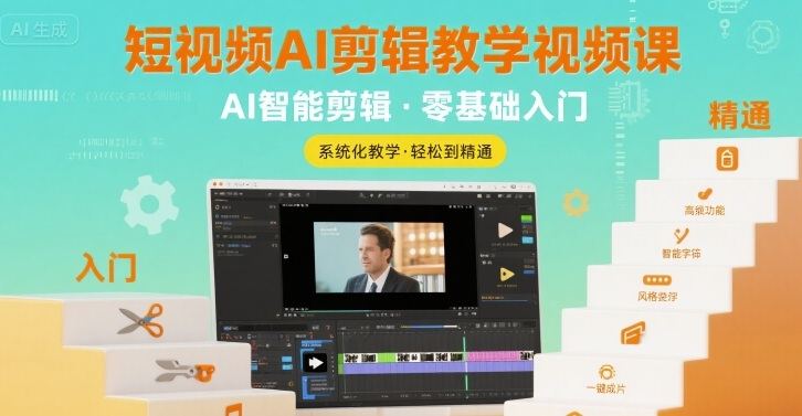 短视频AI剪辑教学视频课,入门到精通-樵渔匹