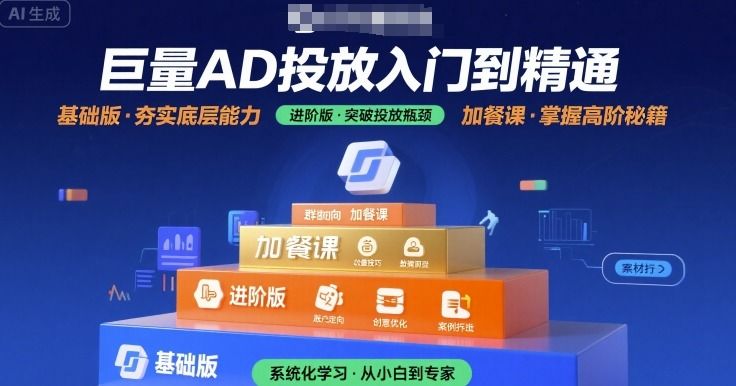 巨量AD投放入门到精通,基础版+进阶版+加餐课-樵渔匹