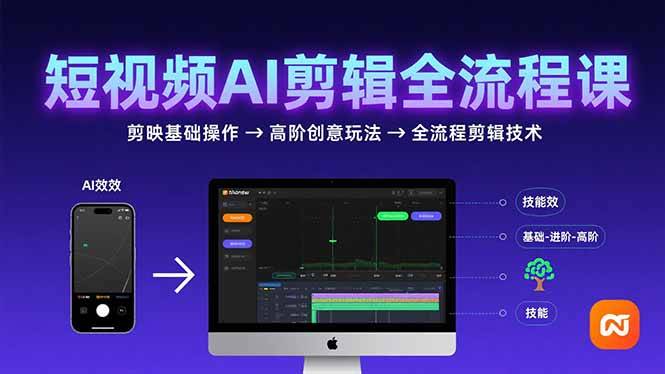 短视频AI剪辑技能,从剪映基础操作到高阶创意玩法,全流程剪辑技术-樵渔匹