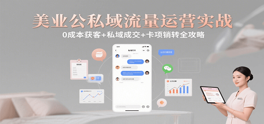 美业公私域流量运营实战:0成本获客+私域成交+卡项销转全攻略-樵渔匹