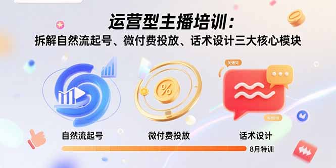 运营型主播培训：拆解自然流起号、微付费投放、话术设计三大核心模块-8月-樵渔匹