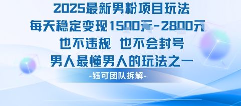 2025最新男粉项目玩法每天变现1k+也不违规也不会封号男人最懂男人的玩法-樵渔匹