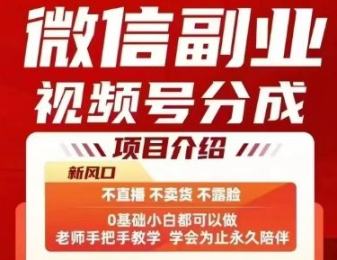 微信副业视频号分成,不直播 不卖货 不露脸,三五分钟即可完成一条作,每日收益几十、几张不等-樵渔匹