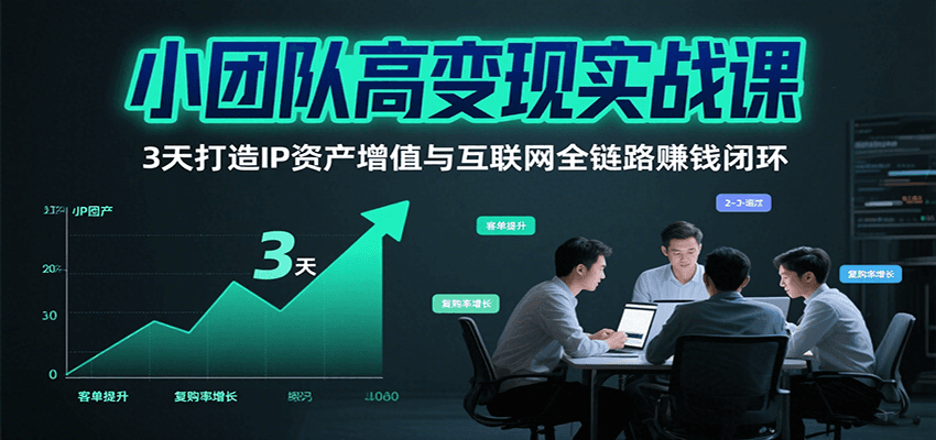 小团队高变现实战课,3天打造IP资产增值与互联网全链路赚钱闭环(第二期)-樵渔匹