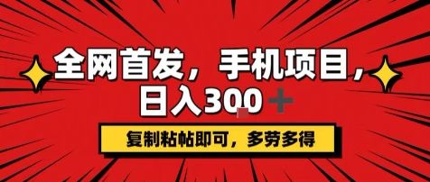 手机项目,日入3张+,复制黏贴即可,可矩阵操作,动手不动脑【揭秘】-樵渔匹