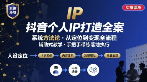 抖音个人IP系统落地实操大课,实操课程,辅助落地-樵渔匹