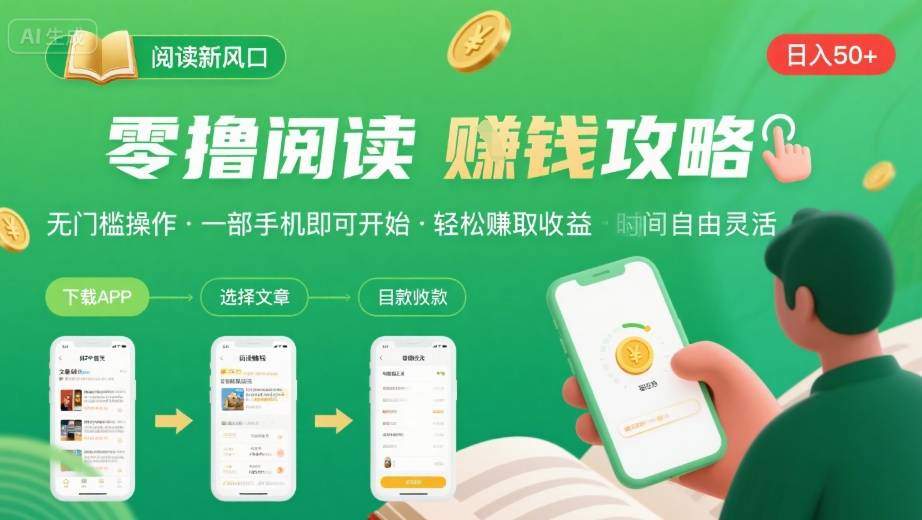 零撸阅读新风口，无门槛轻松挣，一部手机，日入 50-3张【揭秘】-樵渔匹