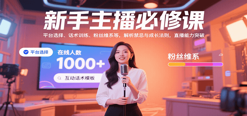 新手主播必修课：平台选择、话术训练、粉丝维系等，解析禁忌与成长法则，突破直播能力-樵渔匹