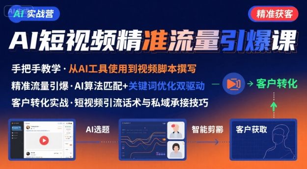 AI+短视频引爆精准客户实战营,手把手教你引爆Ai短视频精准流量-樵渔匹
