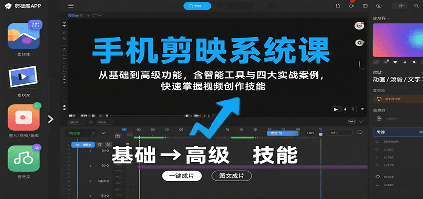 手机剪映系统课,从基础到高级功能,含智能工具与四大实战案例,快速掌握视频创作技能-樵渔匹