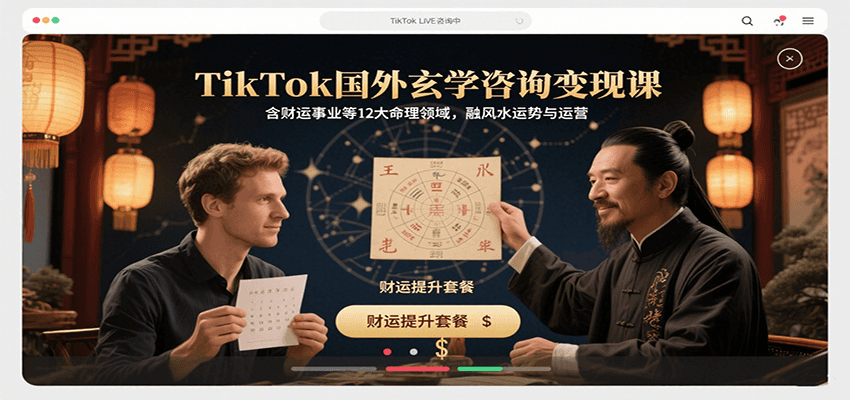 TikTok国外玄学咨询变现课,含财运事业等12大命理领域,融风水运势与运营-樵渔匹