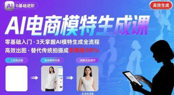 AI模特进阶课程,0基础高效生成逼真电商模特图-樵渔匹