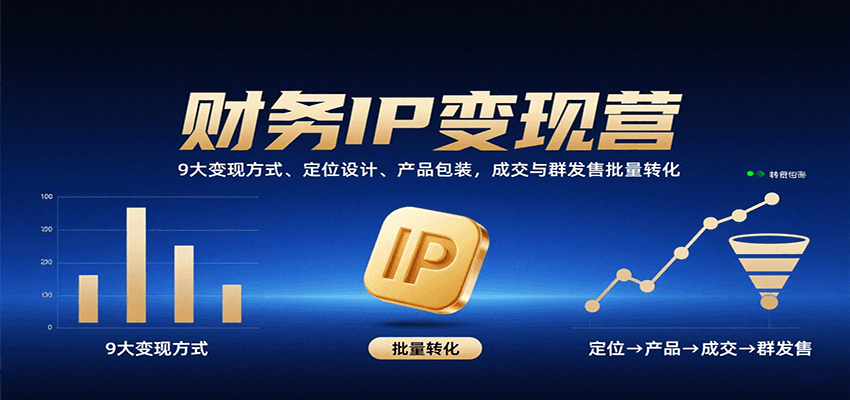 财务IP变现营:9大变现方式、定位设计、产品包装,成交与群发售批量转化-樵渔匹