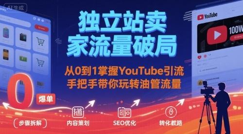 独立站卖家流量破局：从0到1掌握YouTube引流，手把手带你玩转油管流量-樵渔匹