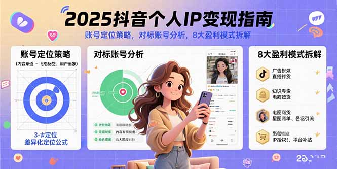2025抖音个人IP变现指南,账号定位策略,对标账号分析,8大盈利模式拆解-樵渔匹