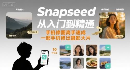 Snapseed从入门到精通,手机修图高手速成,一部手机就能修出摄影大片-樵渔匹