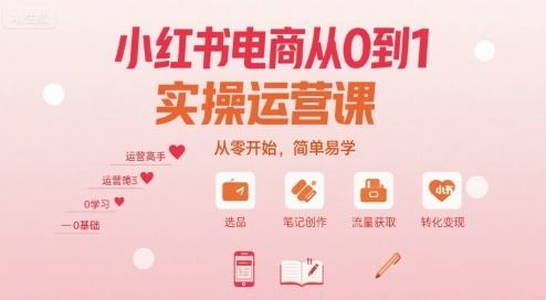 小红书电商从0到1实操运营课,从零开始,简单易学-樵渔匹