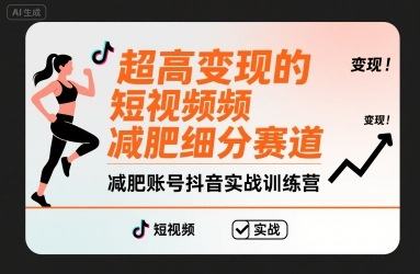 超高变现的短视频减肥细分赛道,减肥账号抖音实战训练营-樵渔匹