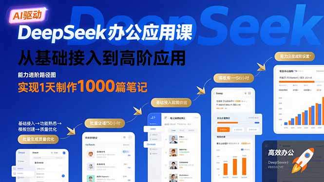 DeepSeek办公应用课:从基础接入到高阶应用,实现1天制作1000篇笔记-樵渔匹