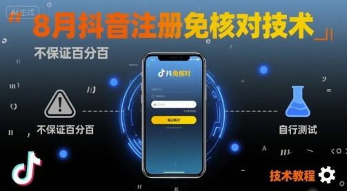 8月抖音注册免核对技术，不保证百分百，自测-樵渔匹