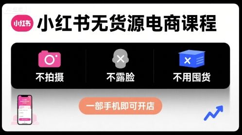 小红书无货源电商课程,不拍摄不露脸不用囤货,一部手机即可开店-樵渔匹