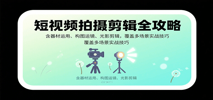 短视频拍摄剪辑全攻略:含器材运用、构图运镜、光影剪辑,覆盖多场景实战技巧-樵渔匹