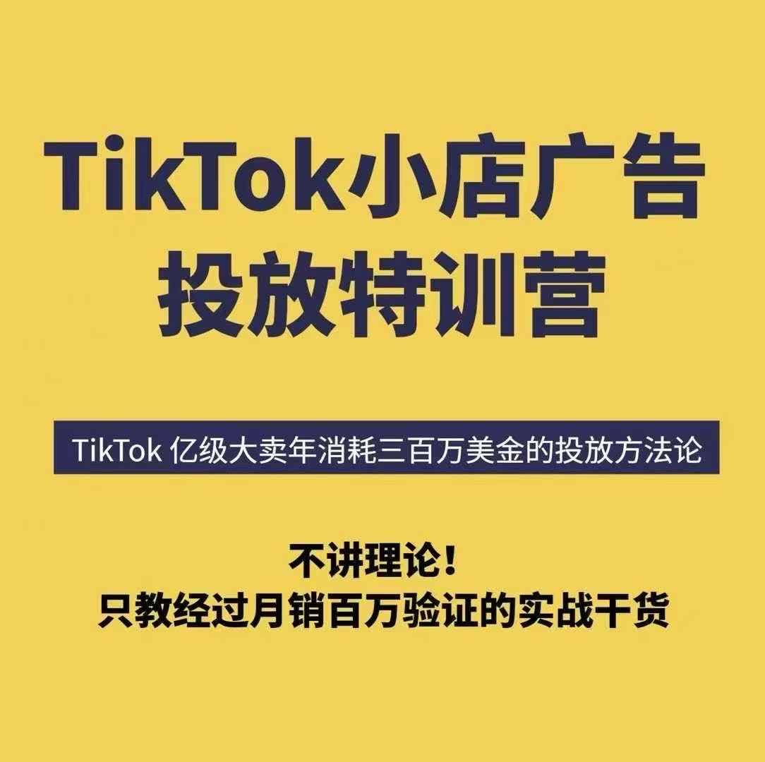 TikTok小店广告投放特训营,6天破局计划专治各种“投不动”,教你经过月销百万验证的实战干货-樵渔匹