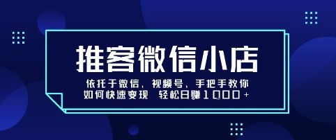 推客微信小店依托于微信、视频号,手把手教你如何快速变现 轻松日入1k+【揭秘】-樵渔匹