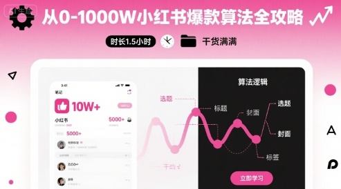 从0-1000W小红书爆款算法全攻略，时长1.5小时，干货满满-樵渔匹