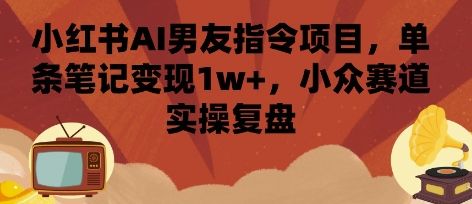 小红书AI男友指令项目,单条笔记变现1w+,小众赛道实操复盘-樵渔匹