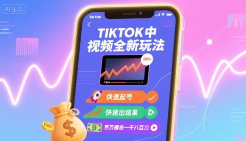 Tiktok中视频全新玩法,快速起号,快速出结果,百万播放一千八百刀-樵渔匹