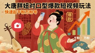 大唐胖妞对口型爆款短视频玩法,快速起千粉万粉号-樵渔匹