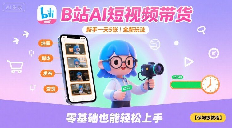 B站AI短视频带货,新手一天5张,全新玩法【保姆级教程】-樵渔匹