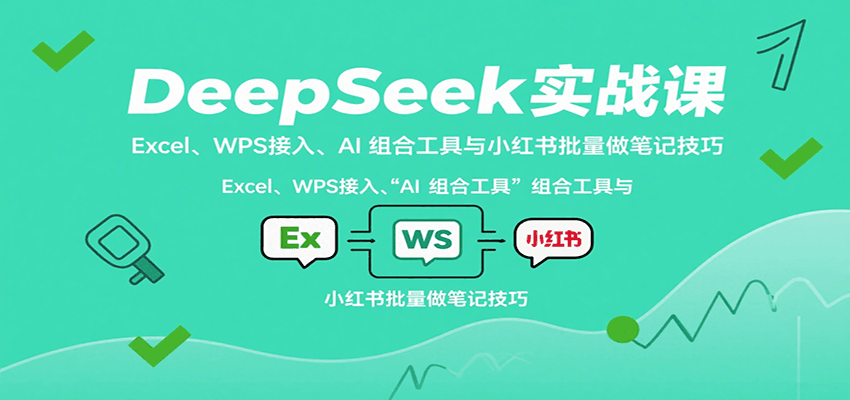 DeepSeek实战课：Excel、WPS接入、AI 组合工具与小红书批量做笔记技巧-樵渔匹