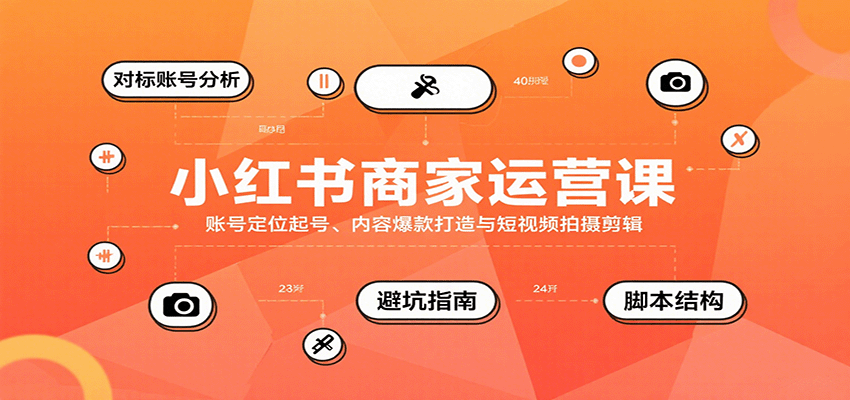 小红书商家运营课，账号定位起号、内容爆款打造与短视频拍摄剪辑-樵渔匹