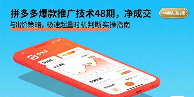 拼多多爆款推广技术48期,净成交与出价策略,极速起量时机判断实操指南-樵渔匹