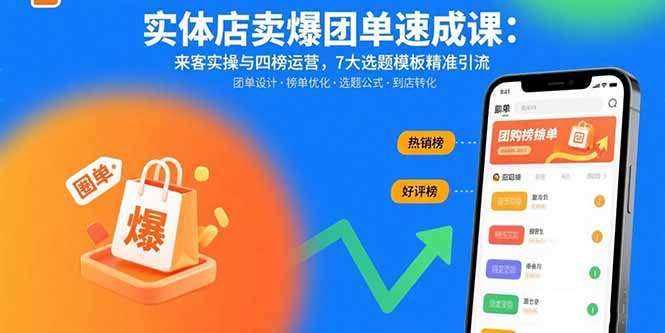 实体店卖爆团单速成课：来客实操与四榜运营，7大选题模板精准引流-樵渔匹