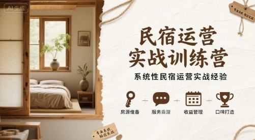民宿运营实战训练营,系统性民宿运营实战经验-樵渔匹