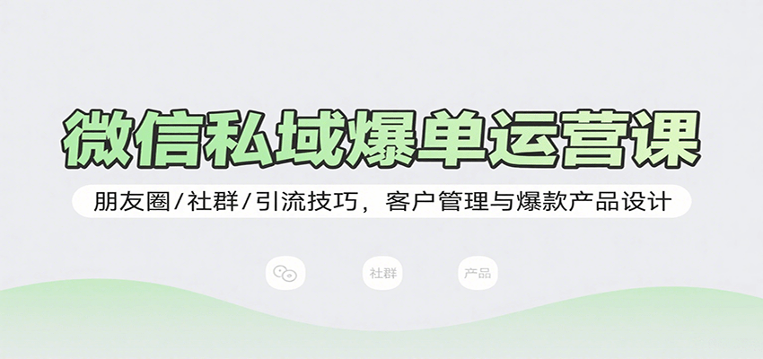 微信私域爆单运营课:朋友圈/社群/引流技巧,客户管理与爆款产品设计-樵渔匹