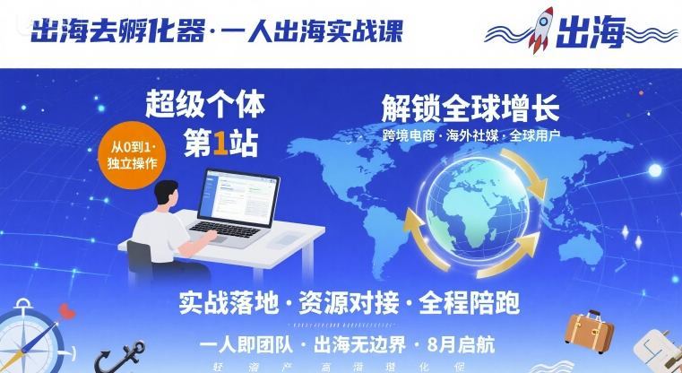 出海去孵化器,一人出海实战课,超级个体第1站,解锁全球增长-樵渔匹