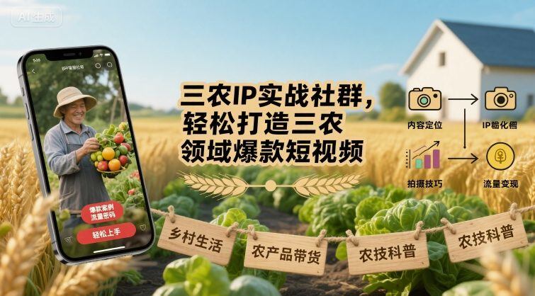 三农IP实战社群，轻松打造三农领域爆款短视频-樵渔匹