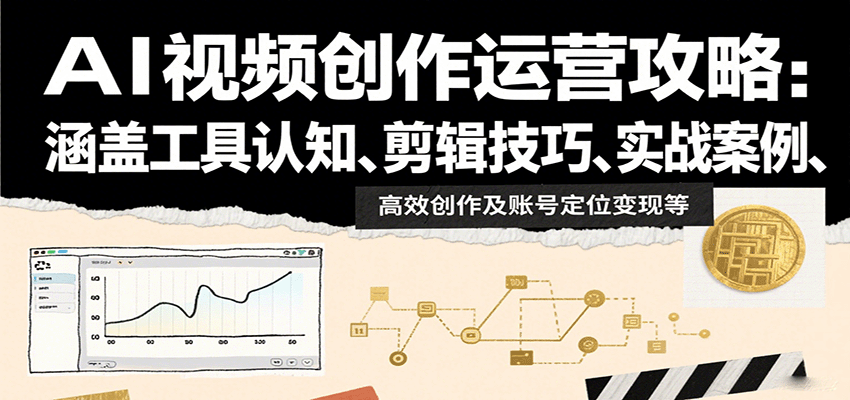 AI视频创作运营攻略:涵盖工具认知、剪辑技巧、实战案例、高效创作及账号定位变现等-樵渔匹
