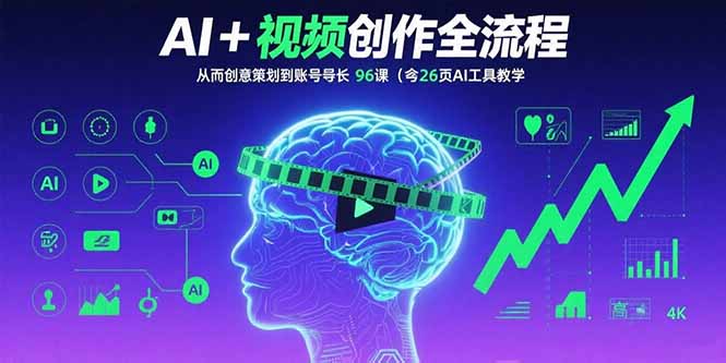 AI+短视频创作全流程:从创意策划到账号增长,96节课(含26项AI工具教学-樵渔匹