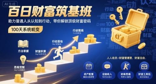 百日财富筑基班,助力普通人从认知到行动,带你解锁顶级财富密码-樵渔匹