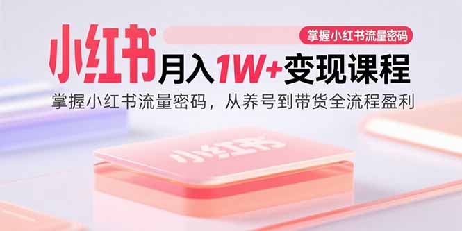 小红书月入1W+变现课程：掌握小红书流量密码，从养号到带货全流程盈利-樵渔匹