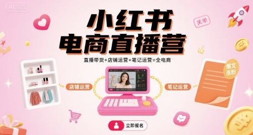 小红书电商直播营,直播带货+店铺运营+笔记运营=全电商-樵渔匹