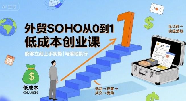外贸SOHO从0到1低成本创业课，能够立刻上手实操与落地执行-樵渔匹