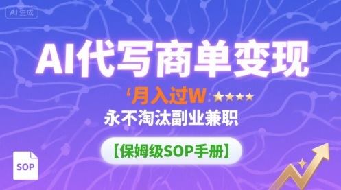 AI代写商单变现，月入过W，永不淘汰副业兼职【保姆级SOP手册】-樵渔匹