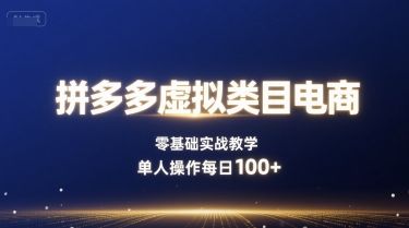 拼多多虚拟类目电商，零基础实战教学，单人操作每日100+-樵渔匹